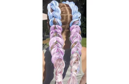 Syntetické ombre copánky na vlasy třpytivé – fialovomodré