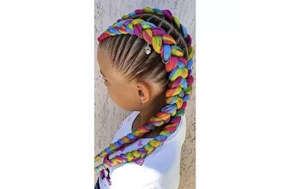 Syntetické ombre copánky na vlasy – duhové