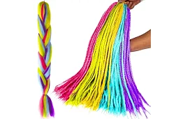 Syntetické ombre copánky na vlasy – duhové