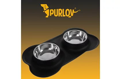 Dvojitá miska s podložkou – 2 × 450 ml