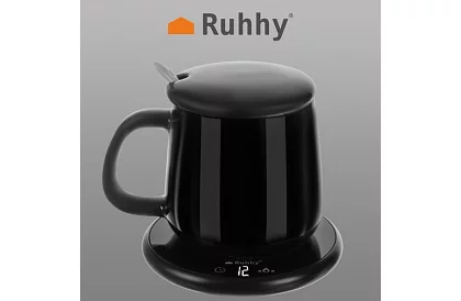 Elektrický ohřívač nápojů – sada ohřívač, šálek, lžička a poklička