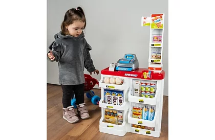 Dětský obchod – supermarket s vozíkem a doplňky