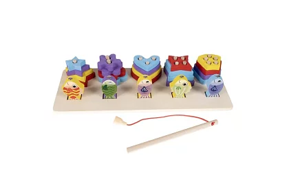 Dřevěný třídič tvaru + hra rybář