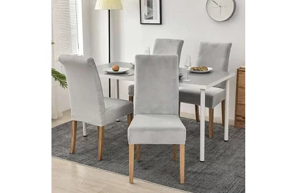 Sametový potah na židli - šedý