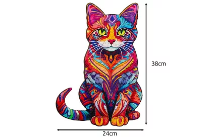 Dřevěné puzzle kočka – 130 dílů – 38 × 24 cm