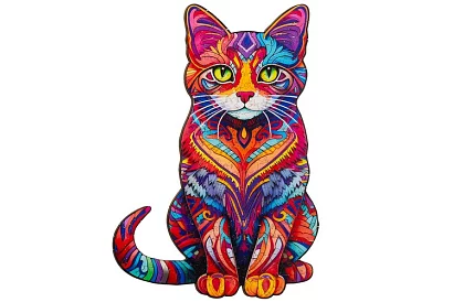Dřevěné puzzle kočka – 130 dílů – 38 × 24 cm