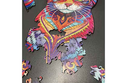 Dřevěné puzzle kočka – 130 dílů – 38 × 24 cm