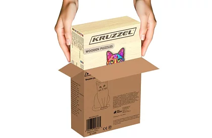 Dřevěné puzzle kočka – 130 dílů – 38 × 24 cm