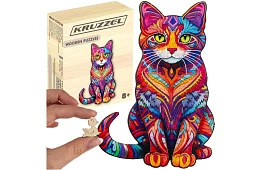 Dřevěné puzzle kočka – 130 dílů – 38 × 24 cm