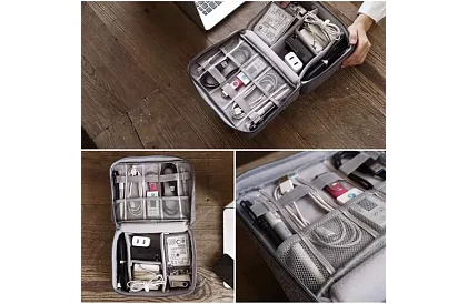 Cestovní organizér na kabely a nabíječky