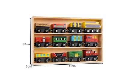 Dřevěný vláček s poličkou pro uložení - 13 kusů v sadě