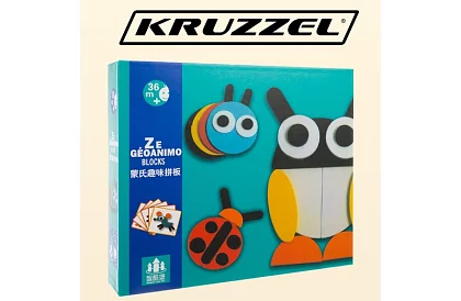 Dřevěné geometrické puzzle - zvířátka