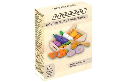 Dřevěné ovoce a zelenina ke krájení - v bedýnce