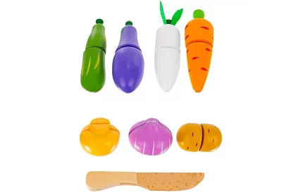 Dřevěné ovoce a zelenina ke krájení - v bedýnce