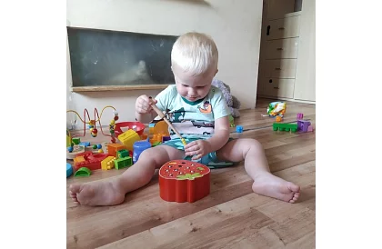 Dřevěná magnetická hra – jahoda