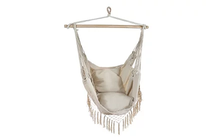 Závěsné houpací síť + 2 polštáře - béžové