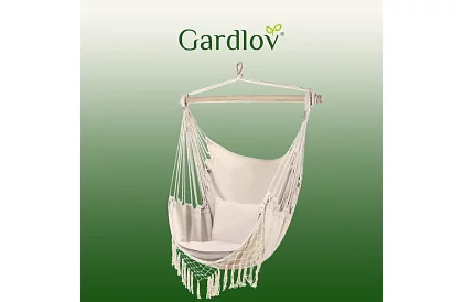 Závěsné houpací síť + 2 polštáře - béžové