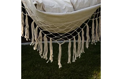 Závěsné houpací síť + 2 polštáře - béžové