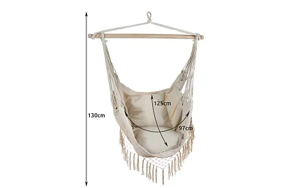 Závěsné houpací síť + 2 polštáře - béžové
