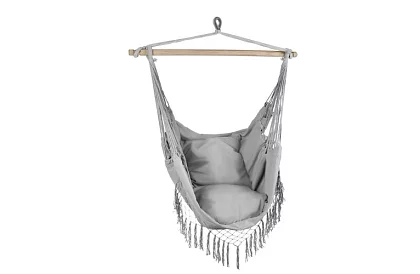 Závěsné houpací síť + 2 polštáře - šedé