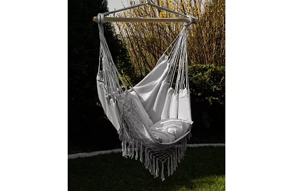 Závěsné houpací síť + 2 polštáře - šedé