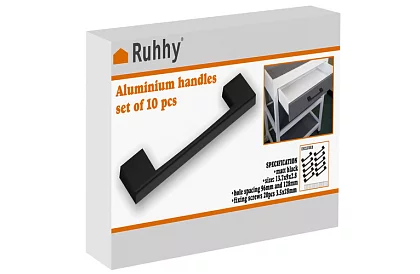 Sada nábytkových úchytek 10 kusů – černé madla